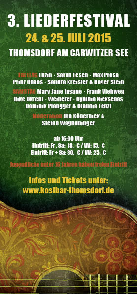 Flyer zum Liederfestival Thomsdorf 2015